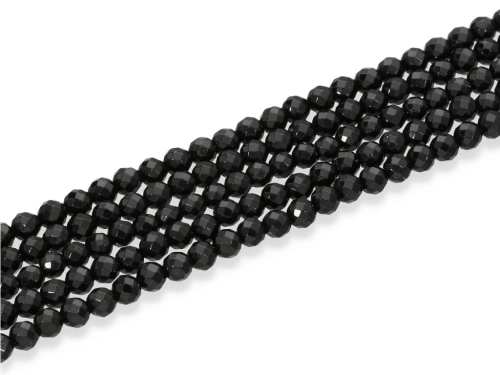Turmalin czarny kulka fasetowana ok.4mm [~38cm]