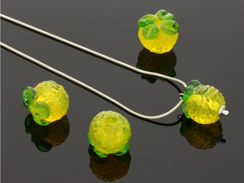 Żółta pomarańcza lampwork ok.13x13mm [1szt.]