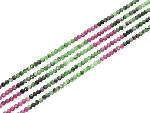 Zoisyt z rubinem kulka fasetowana ok.3mm [~39cm]