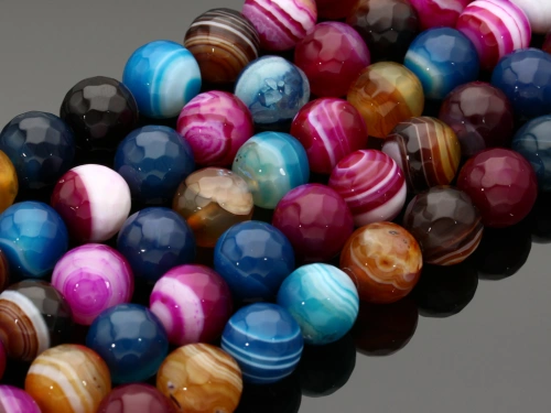 Agat pasiasty kulka fasetowana multicolor ok.11,7mm [~37cm]