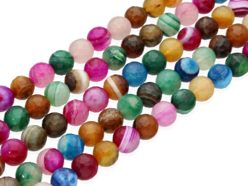 Agat pasiasty kulka fasetowana multicolor ok.10,5mm [~39cm]