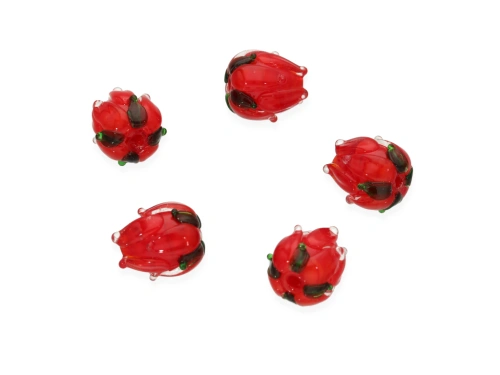 Czerwony tulipan lampwork ok.13,5x13mm [1szt.]