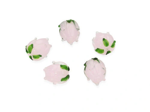 Różowy tulipan lampwork ok.13,5x12mm [1szt.]