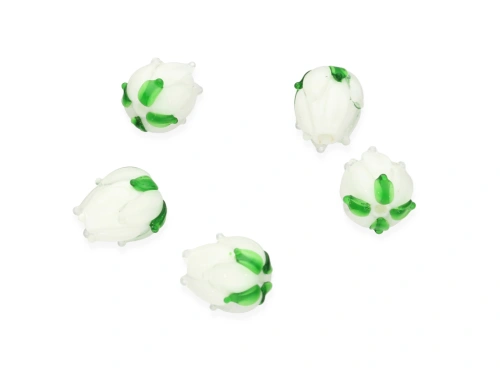 Biały tulipan lampwork ok.13,5x12mm [1szt.]