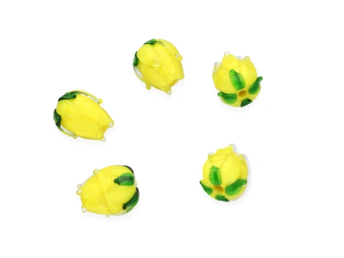 Żółty tulipan lampwork ok.13,5x12mm [1szt.]