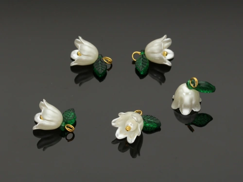 Zawieszka konwalia ok.13x11mm kol.perłowy [2szt.]