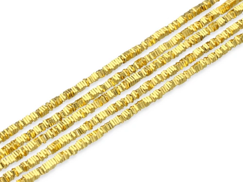 Hematyt kwadratowe plasterki ok.3,2x1mm kol.jasny złoty [~40cm]