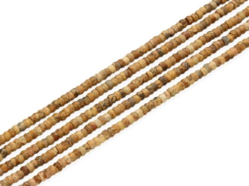 Jaspis obrazkowy heishi plasterki fasetowane ok.4x2,5mm [~38cm]