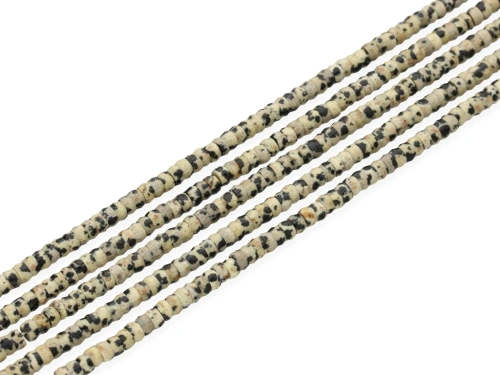 Jaspis dalmatyńczyk heishi plasterki fasetowane ok.4x2,5mm [~38cm]