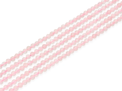 Kwarc różowy kulka fasetowana ok.4,5mm [~37cm]