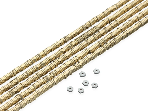 Hematyt nakrętka ok.4x1mm kol.pirytowy [~40cm]