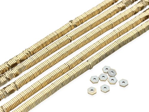 Hematyt nakrętka ok.6x1mm kol.pirytowy [~19cm]