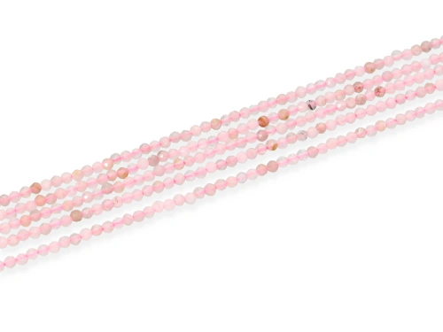 Kwarc różowy kulka fasetowana ok.2,5mm [~39cm]