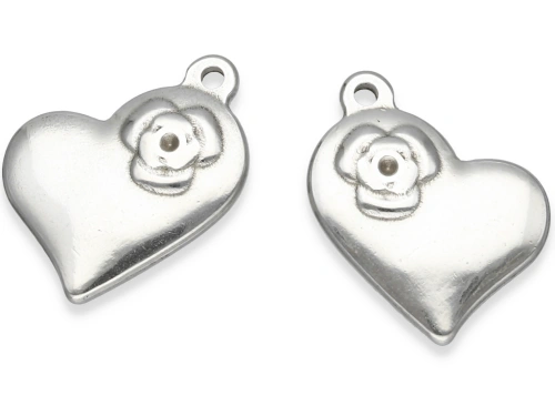 Zawieszka "serce z kwiatem" 23 x 21 mm [1szt.]