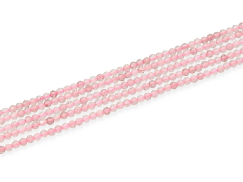 Kwarc truskawkowy kulka fasetowana ok.2,7mm [~39cm]