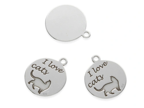 Zawieszka "I love cats" 14,5 x 12 mm AG-925 [1szt.]