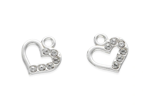 Zawieszka "serduszko z kryształkami Swarovskiego" 10 x 9 mm AG-925 [1szt.]