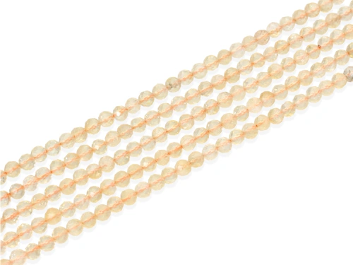 Kwarc żółty kulka fasetowana ok.4,3mm [~39cm]