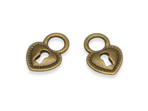 Zawieszka "serce kłódka" 17 x 12 mm [6szt.]