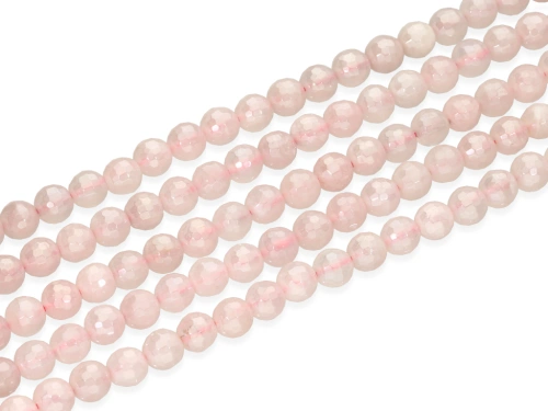 Kwarc różowy kulka fasetowana ok.6,3mm [~20cm]