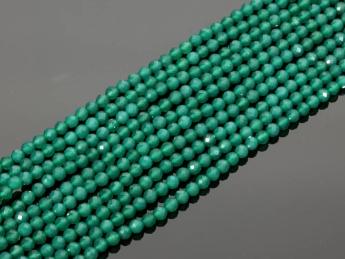 Onyks zielony kulka fasetowana ok.4mm [~32cm]