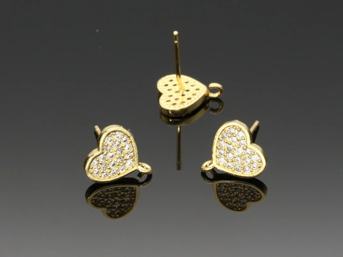 Sztyft serce z cyrkoniami 10x9,5mm [2szt.]