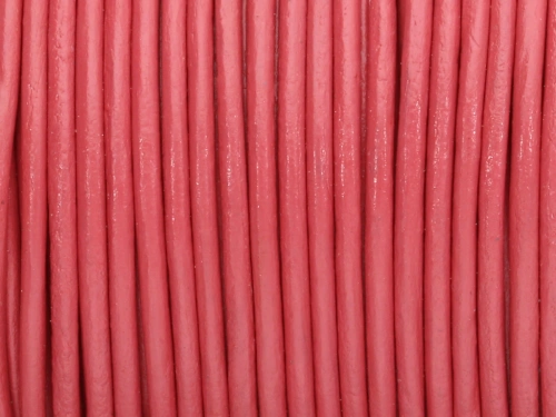 Rzemień naturalny okrągły malinowy 2mm [1m]