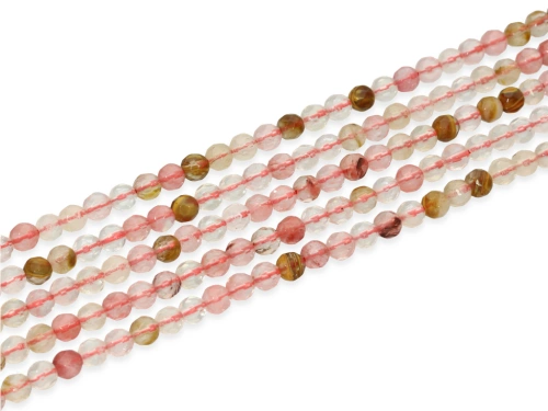 Kwarc arbuzowy kulka fasetowana ok.4,5mm [~38cm]