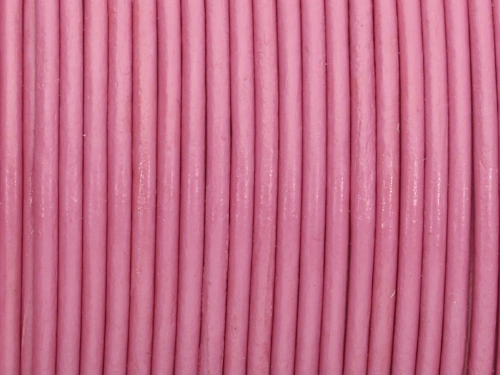 Rzemień naturalny okrągły róż przydymiony 2mm [1m]