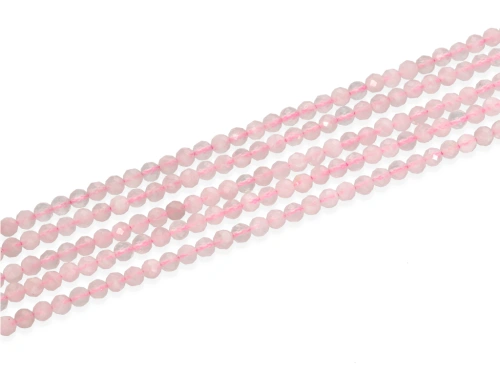 Kwarc różowy kulka fasetowana ok.3,6mm [~38cm]