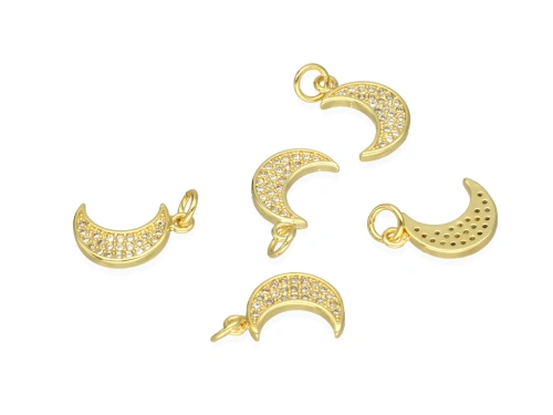 Zawieszka księżyc z cyrkoniami 15x9,5mm [1szt.]