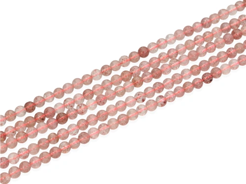 Kwarc truskawkowy kulka ok.4,7mm [~38cm]