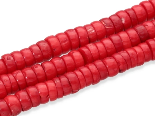 Koral czerwony "oponka" ~ 10 x 4,5 mm [~15cm]