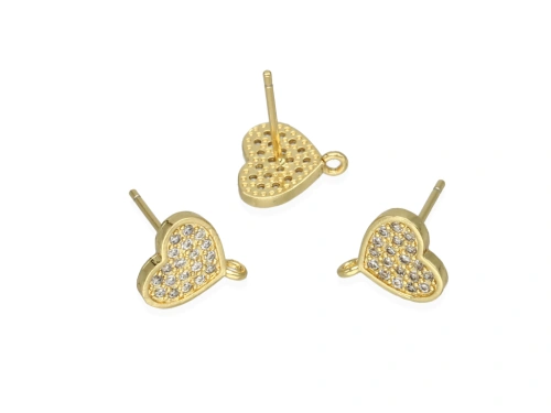 Sztyft serce z cyrkoniami 10x9,5mm [2szt.]