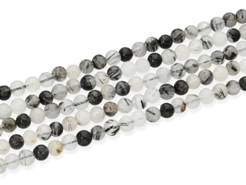 Kwarc z czarnym rutylem kulka ok.4,2mm [~39cm]