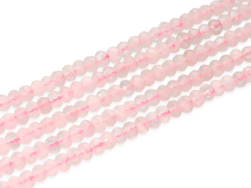 Kwarc różowy oponka fasetowana ok.6x4mm [~38cm]
