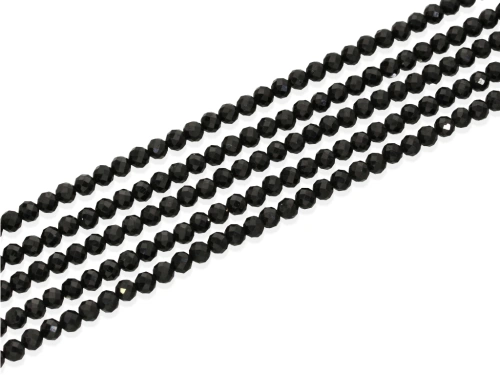 Turmalin czarny kulka fasetowana ok.3mm [~38cm]