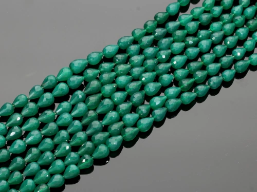 Onyks zielony kropla fasetowana 6x8/6x10mm [~20cm]