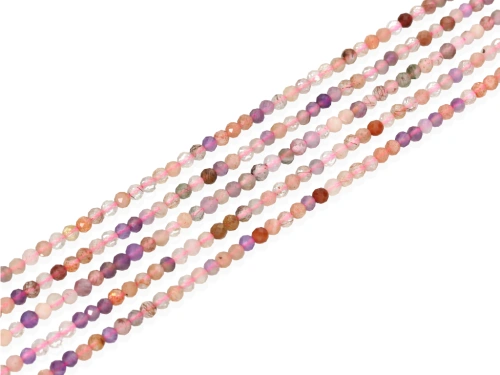Kwarc truskawkowy kulka fasetowana ok.3,4mm [~38cm]