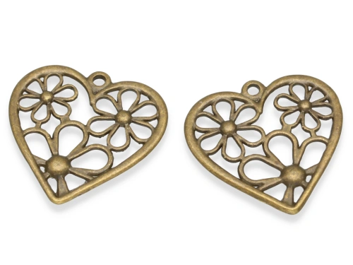 Zawieszka "serce w kwiaty" 28 x 28 mm [1szt.]