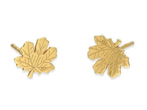 Sztyfty "liście klonu" 9 x 9,5 mm AG-925+Au [para]