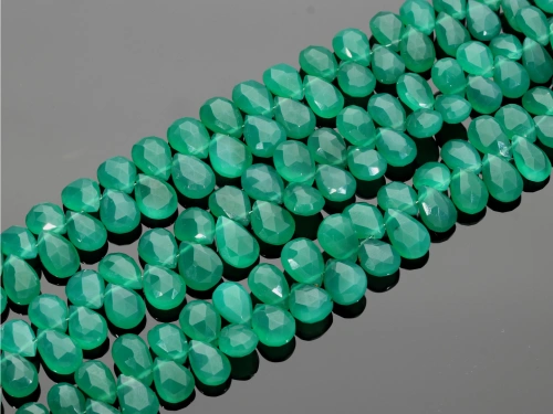 Onyks zielony migdał fasetowany 7x10/8x12mm [~20cm]