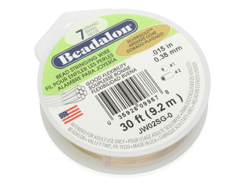 Linka Beadalon 0,38mm kol. złoty jasny [9,2m]